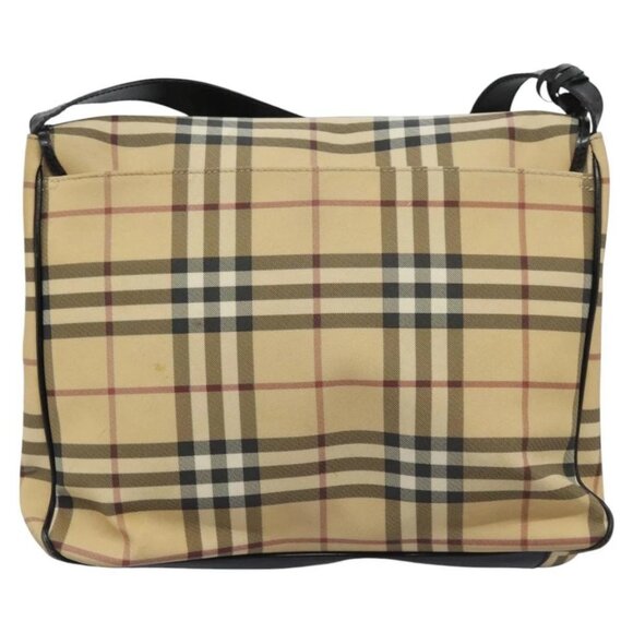 BURBERRY Nova Check Shoulder Bag PVC Beige Silver Auth 115053 - Picture 2 of 16